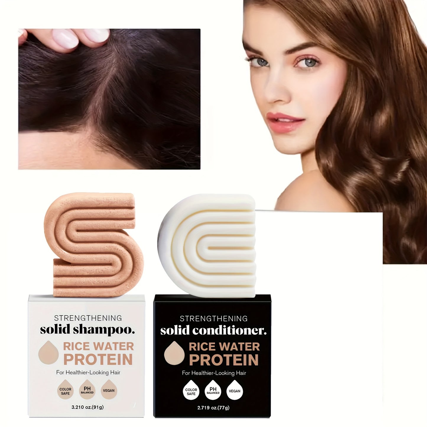 Rijstwater Eiwit Shampoo & Conditioner Set - 2-in-1, Hydraterend & Voedend met Rijstextracten voor Alle Haartypes