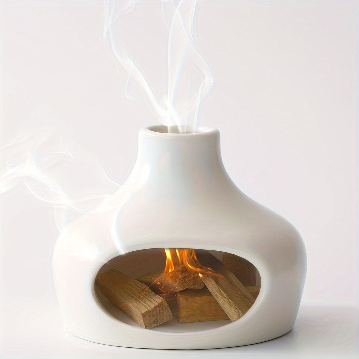 Elegante Keramische Palo Santo & Salie Brander met Schoorsteen - Perfect voor Meditatie, Yoga en Aromatherapie - Ideaal Huisdecoratie Cadeau voor Kerstmis, Thanksgiving en Housewarmings