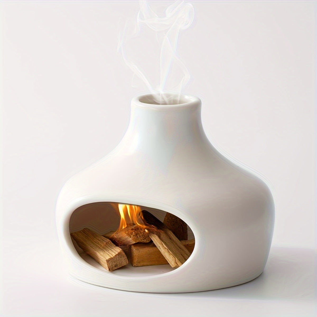 Elegante Keramische Palo Santo & Salie Brander met Schoorsteen - Perfect voor Meditatie, Yoga en Aromatherapie - Ideaal Huisdecoratie Cadeau voor Kerstmis, Thanksgiving en Housewarmings
